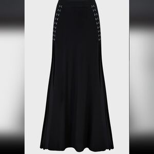 Killstar Black Maxi Skirt with Silver Accents